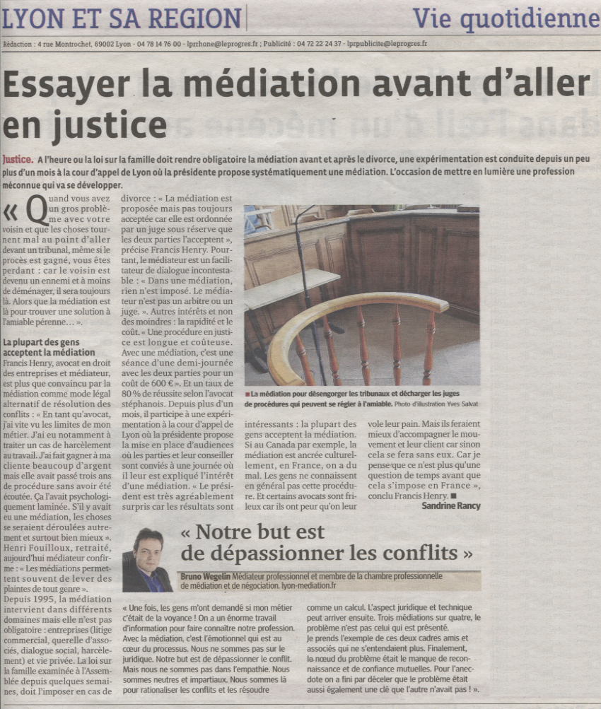 Lyon Médiation sur le Journal Le Progrès